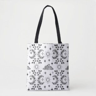 Bolsa Tote Boho Moon & Sun Totoag - Preto e Branco