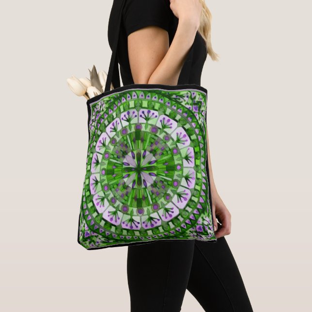Bolsa Tote Boho Mosaico - Azulejo Verde - (Close Up)