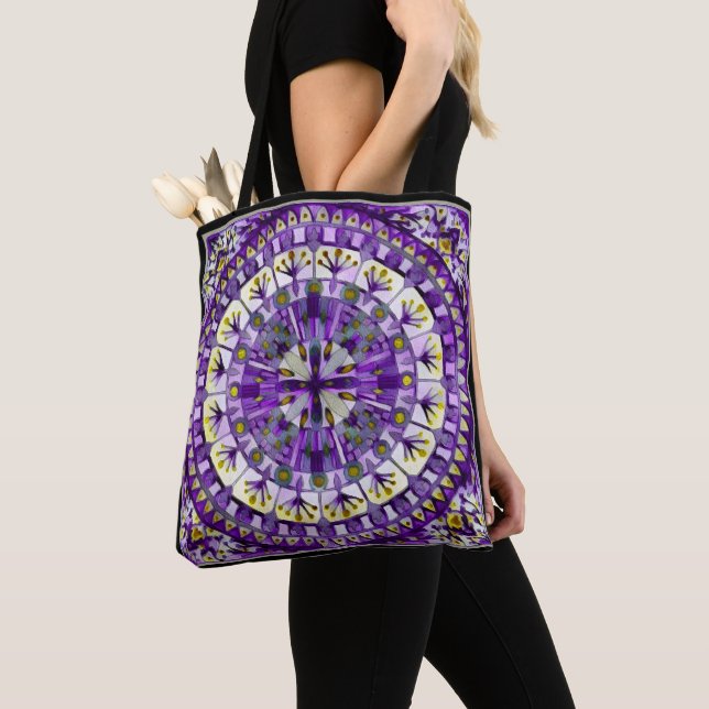 Bolsa Tote Boho Mosaico Azulejo Violet Flame - (Close Up)