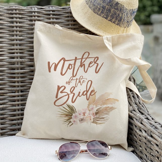 Bolsa Tote Boho Pampas Mãe Floral da Noiva (Criador carregado)