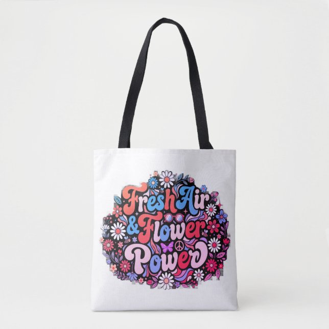 Bolsa Tote Boho Poder Floral Gráfico (Frente)