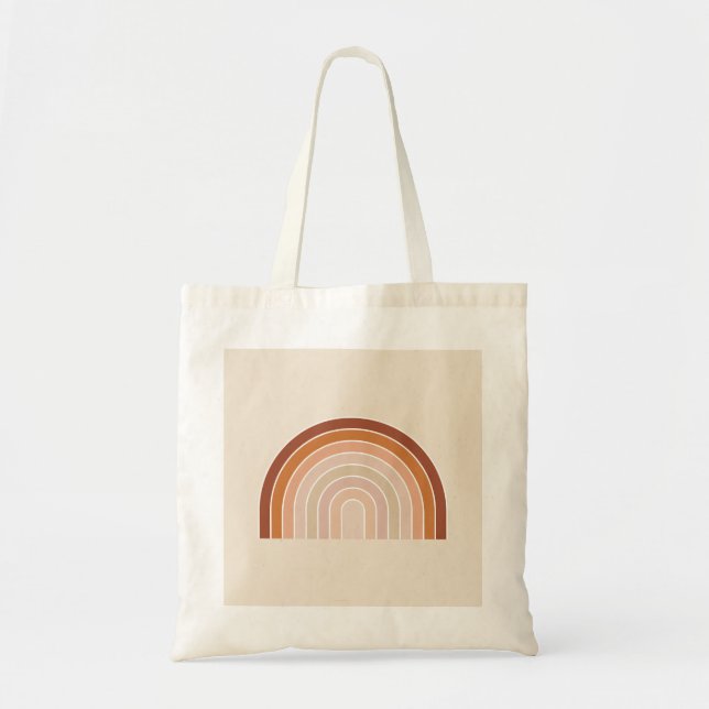 Bolsa Tote Boho Rainbow Beige Terracotta (Frente)