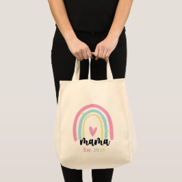 Bolsa Tote Boho Rainbow Custom Mama Est. Year Keepsake
