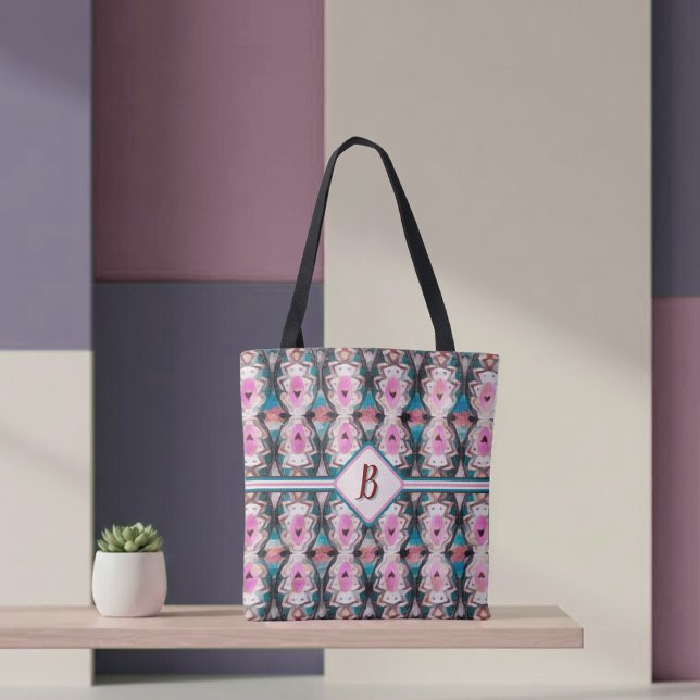 Bolsa Tote Boho Rosa, Turquesa & Marrom Tribal  (Criador carregado)