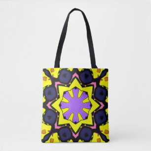 Bolsa Tote Boho roxo, azul, design rosa. Fazer uma declaração