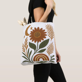 Bolsa Tote Boho Rústico Girassol & Arco-íris