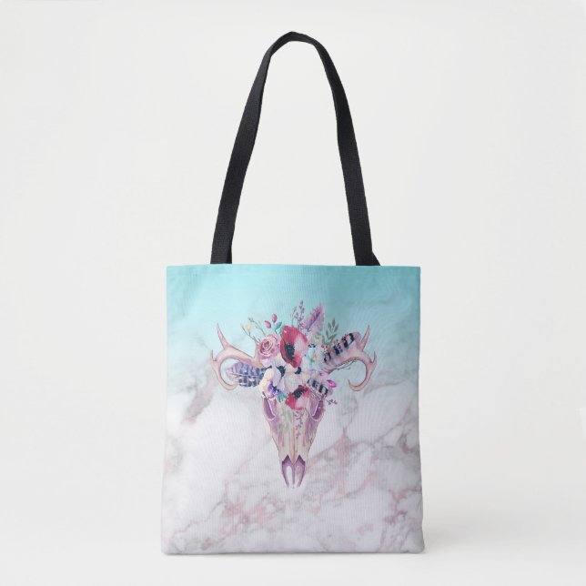 Bolsa Tote Boho Skull & Marble Ombre (Frente)