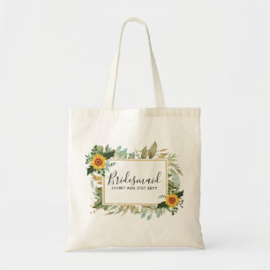 Bolsa Tote Boho Sunflower Sage Greenery Casamento
