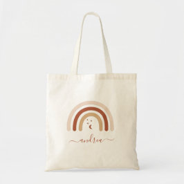 Bolsa Tote Boho Terracotta Bohemian Rainbow Kids Name Moon