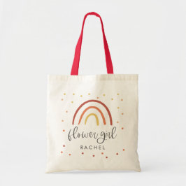 Bolsa Tote Boho Terracotta Rainbow Hand Lettered Flower Girl