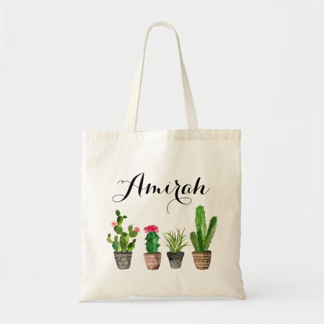 Bolsa Tote Boho Watercolor - Canvas Personalizada Suculta (Frente)