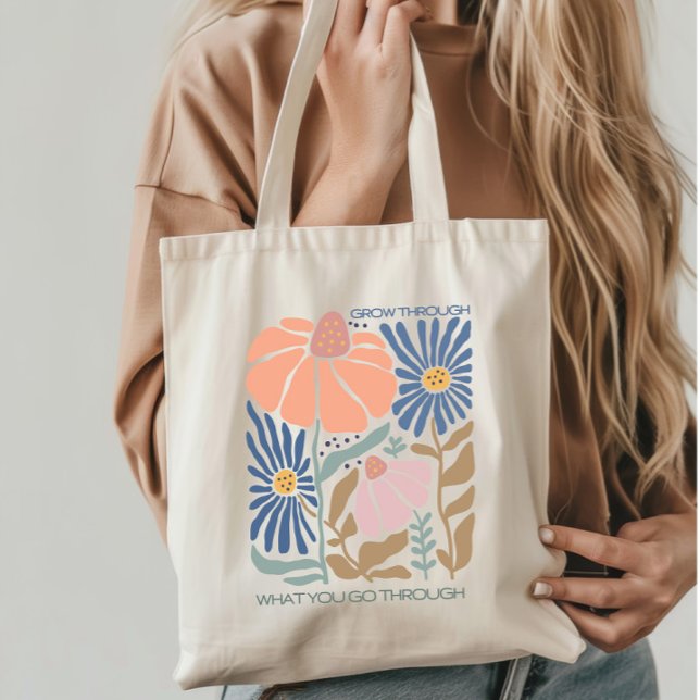 Bolsa Tote Boho Wildflower com citação inspiradora (Criador carregado)