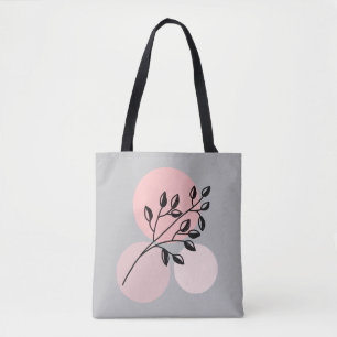 Bolsa Tote Boho Zen Botânico Em Círculos Rosa E Lilac