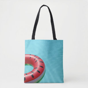 Bolsa Tote Boia salva-vidas vermelha e verde na piscina de na