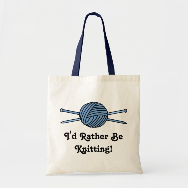 Bolsa Tote Bola azul do fio & das agulhas de confecção de (Frente)