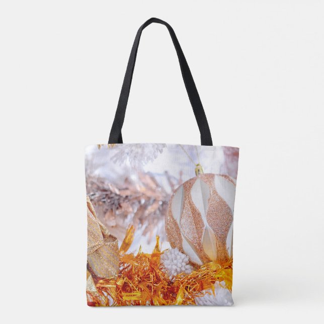 Bolsa Tote Bola Branca e Rosa de Natal (Verso)