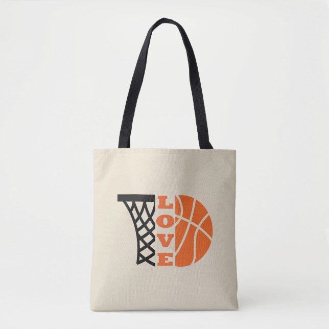 Bolsa Tote Bola de basquetebol e bola de laranja (Frente)