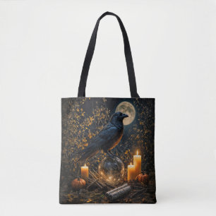 Bolsa Tote Bola de Cristal de Corvo Místico e Mágico