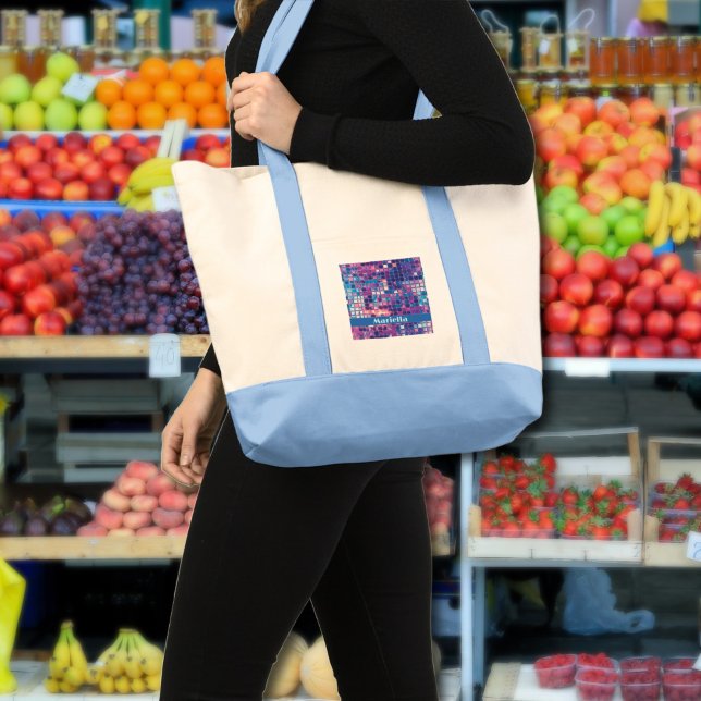 Bolsa Tote Bola de Disco Azul e Roxo do Groovy Personalizada (Groovy blue and purple Disco Ball Personalized Tote bag)