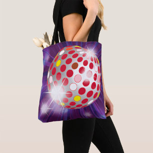 Bolsa Tote Bola de Disco Retro Anos 70 Vibrante Vermelha