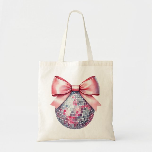Bolsa Tote Bola de disco rosa (Frente)