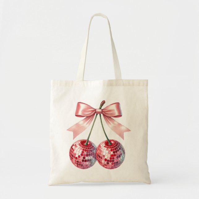 Bolsa Tote Bola de disco rosa (Frente)