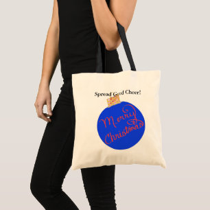 Bolsa Tote Bola de Enfeites de natal Vermelho Azul