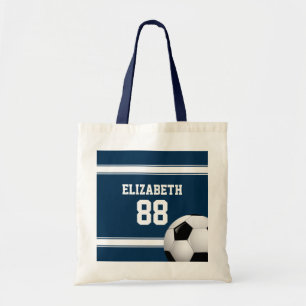 Bolsa Tote Bola de Futebol Blue and White Stripes Jersey