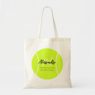 Bolsa Tote Bola de tênis com nome e texto personalizados