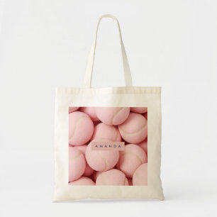 Bolsa Tote Bola de Tênis Rosa Chic Pastel Personalizada