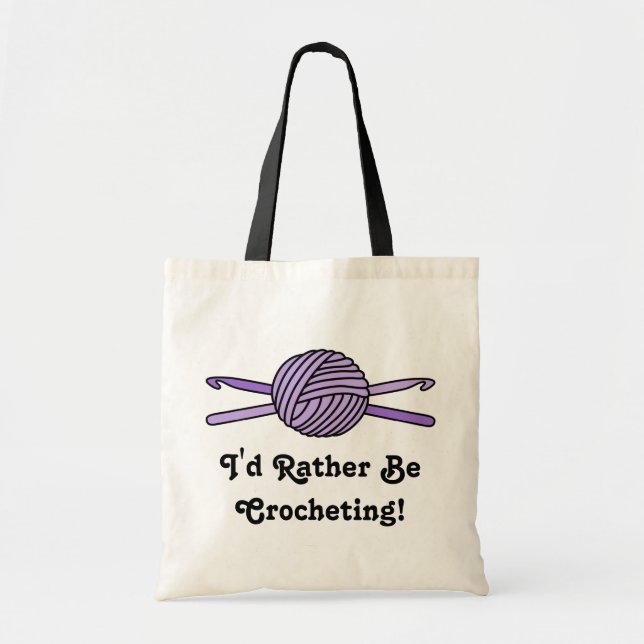 Bolsa Tote Bola roxa dos ganchos do fio & de Crochet (Frente)