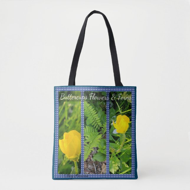 Bolsa Tote Bolachas, Flores e Ferns (Frente)