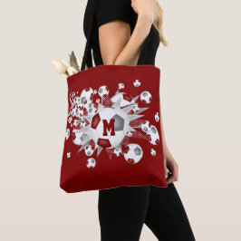 Bolsa Tote bolas de futebol da cinza maroon estrelas monogram