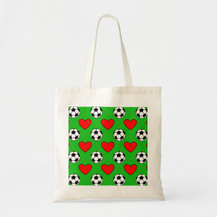 Bolsa Tote Bolas De Futebol E Desenho De Corações Vermelhas