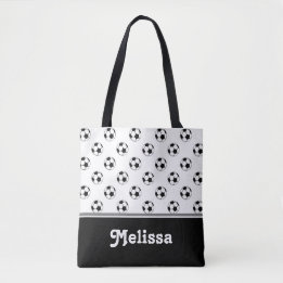 Bolsa Tote Bolas de futebol preto e branco | personalizado