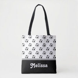 Bolsa Tote Bolas de futebol preto e branco | personalizado