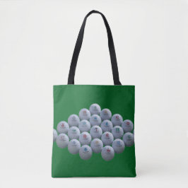 Bolsa Tote Bolas de Golfe em um Fundo Verde Estão em uma Comp