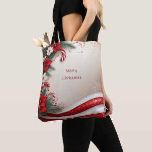 Bolsa Tote Bolas de Natal Floral de Canas de Natal