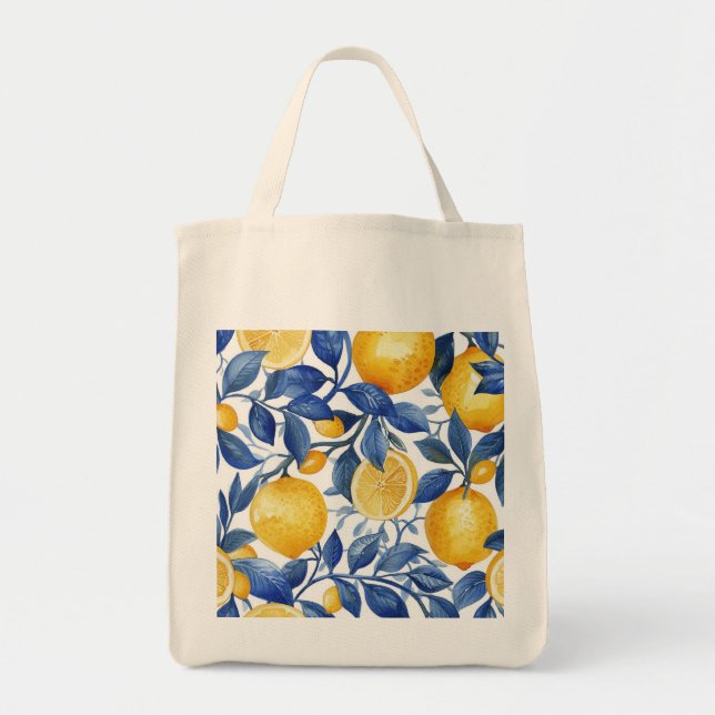 Bolsa Tote Bold Blue Italiano Positano Lemon (Frente)