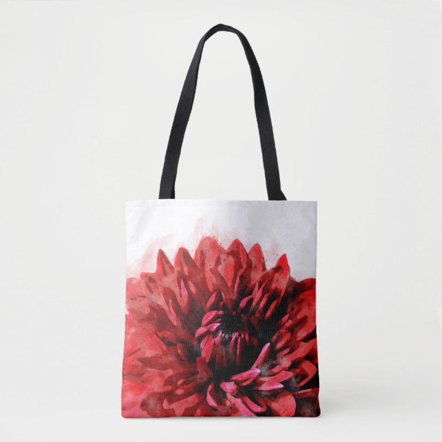 Bolsa Tote Bold Dahlia Watercolor Crimson (Frente)