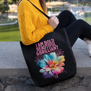 Bolsa Tote Bold Linda citação brilhante da mulher inspiradora