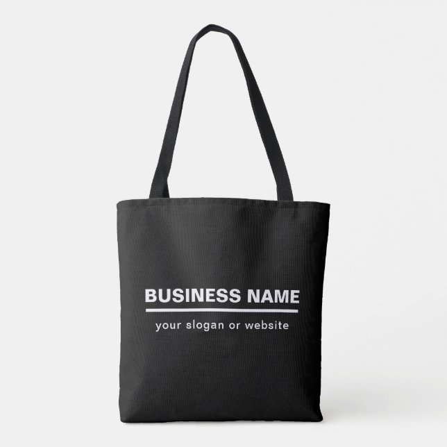 Bolsa Tote Bold Modern Business Name Modelo | B&W (Verso)