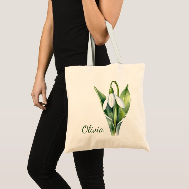 Bolsa Tote Bolha de nascimento presente de flor branca (Frente (produto))