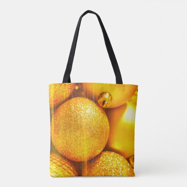 Bolsa Tote Bolhas amarelas decoradas de Natal (Verso)