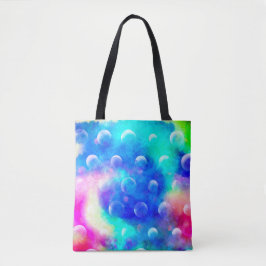 Bolsa Tote Bolhas azuis abstrato cores brilhantes de moda