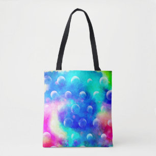 Bolsa Tote Bolhas azuis abstrato cores brilhantes de moda