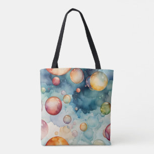 Bolsa Tote Bolhas Coloridas Arte de Aquarela