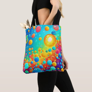 Bolsa Tote Bolhas Coloridas de Arte Flutuante