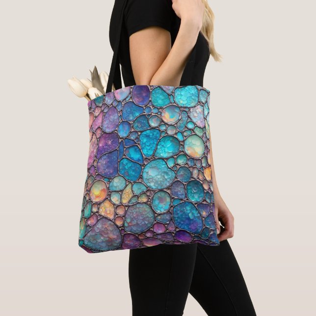 Bolsa Tote Bolhas de Abalone Coloridas (Close Up)