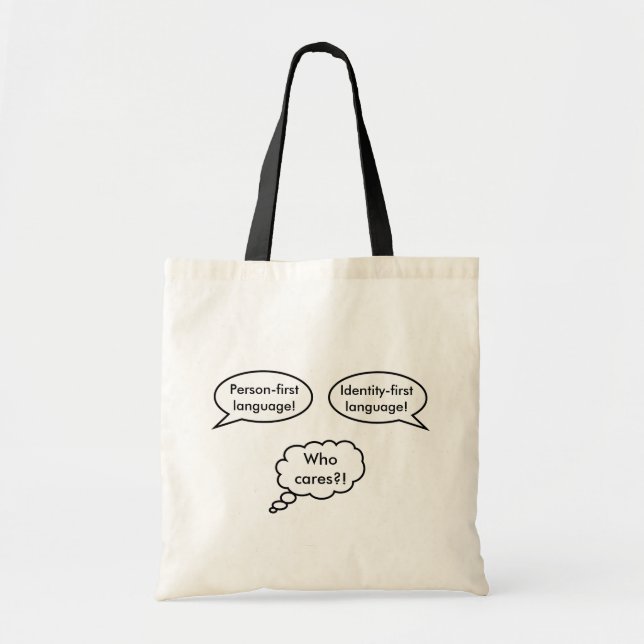 Bolsa Tote Bolhas de fala de identidade pessoal (Frente)